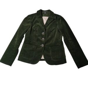 GAP Women's Green Corduroy Blazer Jacket Button Front Pockets Sz 0